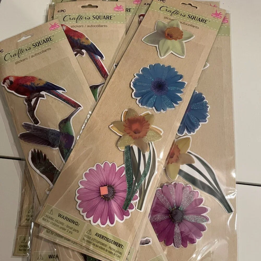 Mixed Bird & Flower Foam Stickers 10 Packs Home‎ Décor DIY Projects NEW